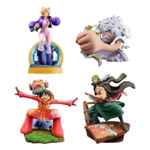 One Piece Petitrama PVC Mini-Statue Logbox Re Birth Egghead 4er-Set 9 cm